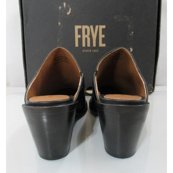 Women's Shoes Frye Serena Mule Slide Leather Inverted Wedge Heels Black Size 9 - Picture 7 of 9
